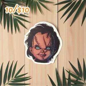 Chucky Face Horror Vinyl Sticker – Creepy Doll Slasher Movie Decal